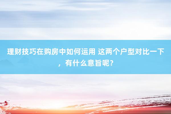 理财技巧在购房中如何运用 这两个户型对比一下，有什么意旨呢？