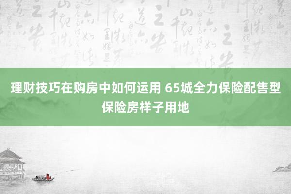 理财技巧在购房中如何运用 65城全力保险配售型保险房样子用地