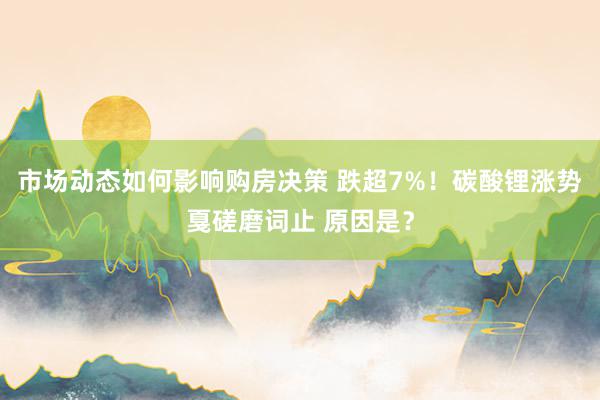 市场动态如何影响购房决策 跌超7%！碳酸锂涨势戛磋磨词止 原因是？