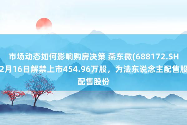 市场动态如何影响购房决策 燕东微(688172.SH)12月16日解禁上市454.96万股，为法东说念主配售股份