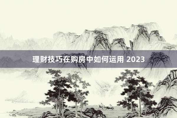 理财技巧在购房中如何运用 2023