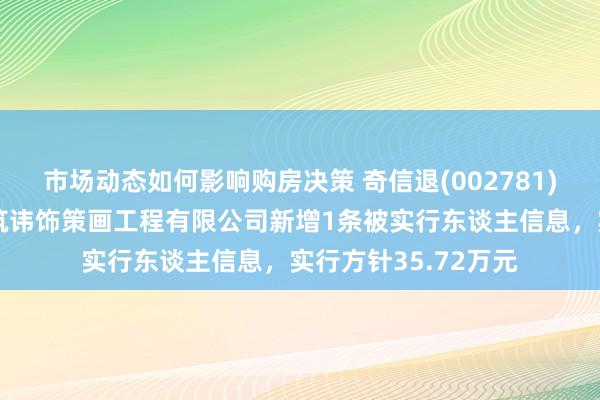 市场动态如何影响购房决策 奇信退(002781)控股的北京硬汉建筑讳饰策画工程有限公司新增1条被实行东谈主信息，实行方针35.72万元