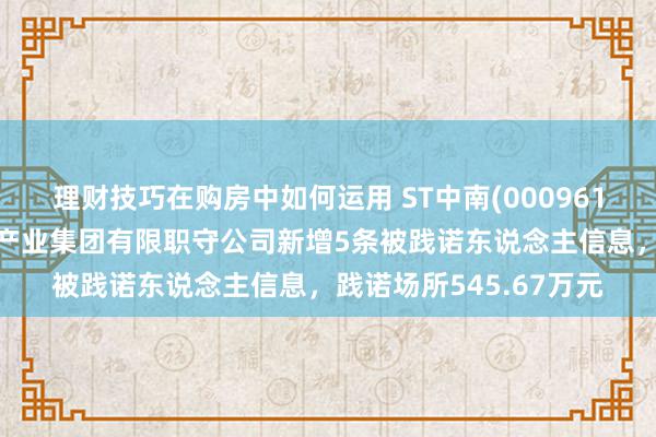 理财技巧在购房中如何运用 ST中南(000961)控股的江苏中南建筑产业集团有限职守公司新增5条被践诺东说念主信息，践诺场所545.67万元