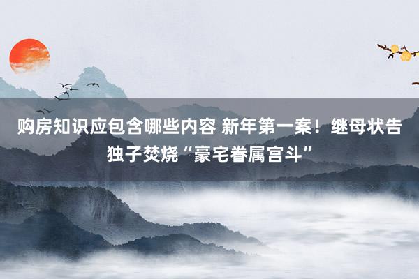 购房知识应包含哪些内容 新年第一案！继母状告独子焚烧“豪宅眷属宫斗”