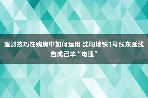 理财技巧在购房中如何运用 沈阳地铁1号线东延线告成已毕“电通”