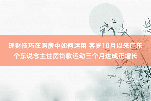 理财技巧在购房中如何运用 客岁10月以来广东个东说念主住房贷款运动三个月达成正增长