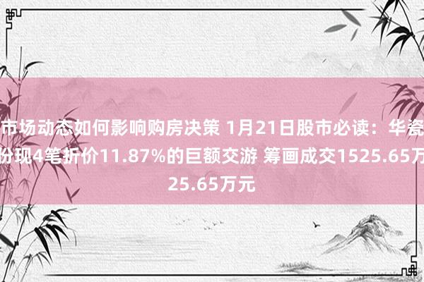 市场动态如何影响购房决策 1月21日股市必读：华瓷股份现4笔折价11.87%的巨额交游 筹画成交1525.65万元