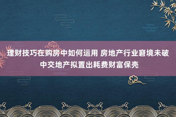 理财技巧在购房中如何运用 房地产行业窘境未破 中交地产拟置出耗费财富保壳