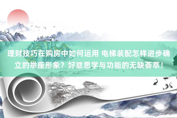 理财技巧在购房中如何运用 电梯装配怎样进步确立的举座形象？好意思学与功能的无缺荟萃！