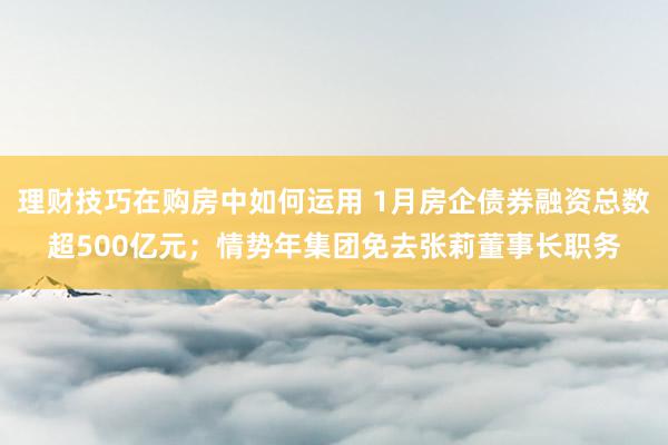 理财技巧在购房中如何运用 1月房企债券融资总数超500亿元；情势年集团免去张莉董事长职务