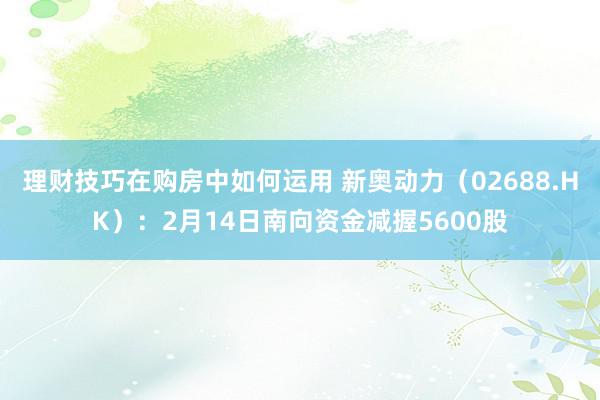 理财技巧在购房中如何运用 新奥动力（02688.HK）：2月14日南向资金减握5600股