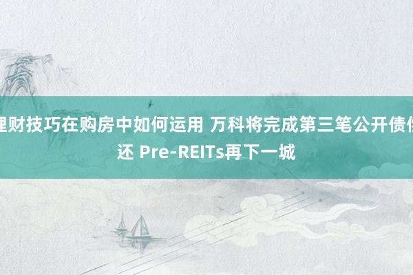 理财技巧在购房中如何运用 万科将完成第三笔公开债偿还 Pre-REITs再下一城