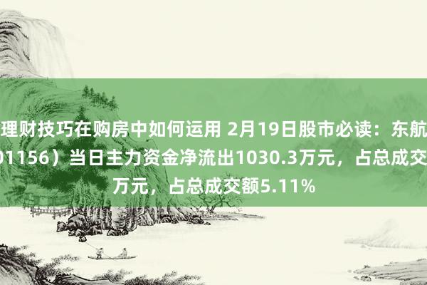 理财技巧在购房中如何运用 2月19日股市必读：东航物流（601156）当日主力资金净流出1030.3万元，占总成交额5.11%