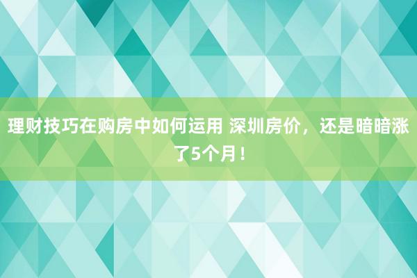 理财技巧在购房中如何运用 深圳房价，还是暗暗涨了5个月！