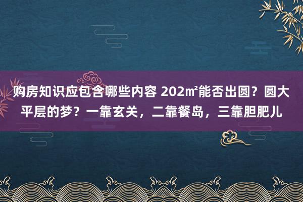 购房知识应包含哪些内容 202㎡能否出圆？圆大平层的梦？一靠玄关，二靠餐岛，三靠胆肥儿