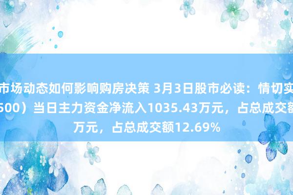 市场动态如何影响购房决策 3月3日股市必读：情切实业（603500）当日主力资金净流入1035.43万元，占总成交额12.69%