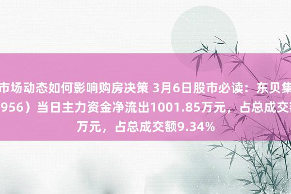 市场动态如何影响购房决策 3月6日股市必读：东贝集团（601956）当日主力资金净流出1001.85万元，占总成交额9.34%