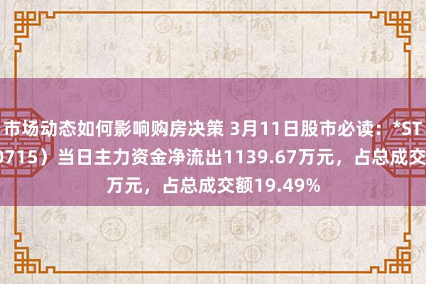 市场动态如何影响购房决策 3月11日股市必读：*ST文投（600715）当日主力资金净流出1139.67万元，占总成交额19.49%