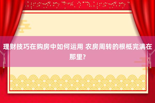 理财技巧在购房中如何运用 农房周转的根柢完满在那里?