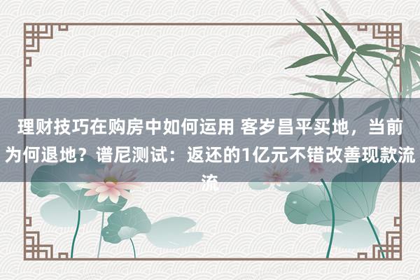 理财技巧在购房中如何运用 客岁昌平买地，当前为何退地？谱尼测试：返还的1亿元不错改善现款流